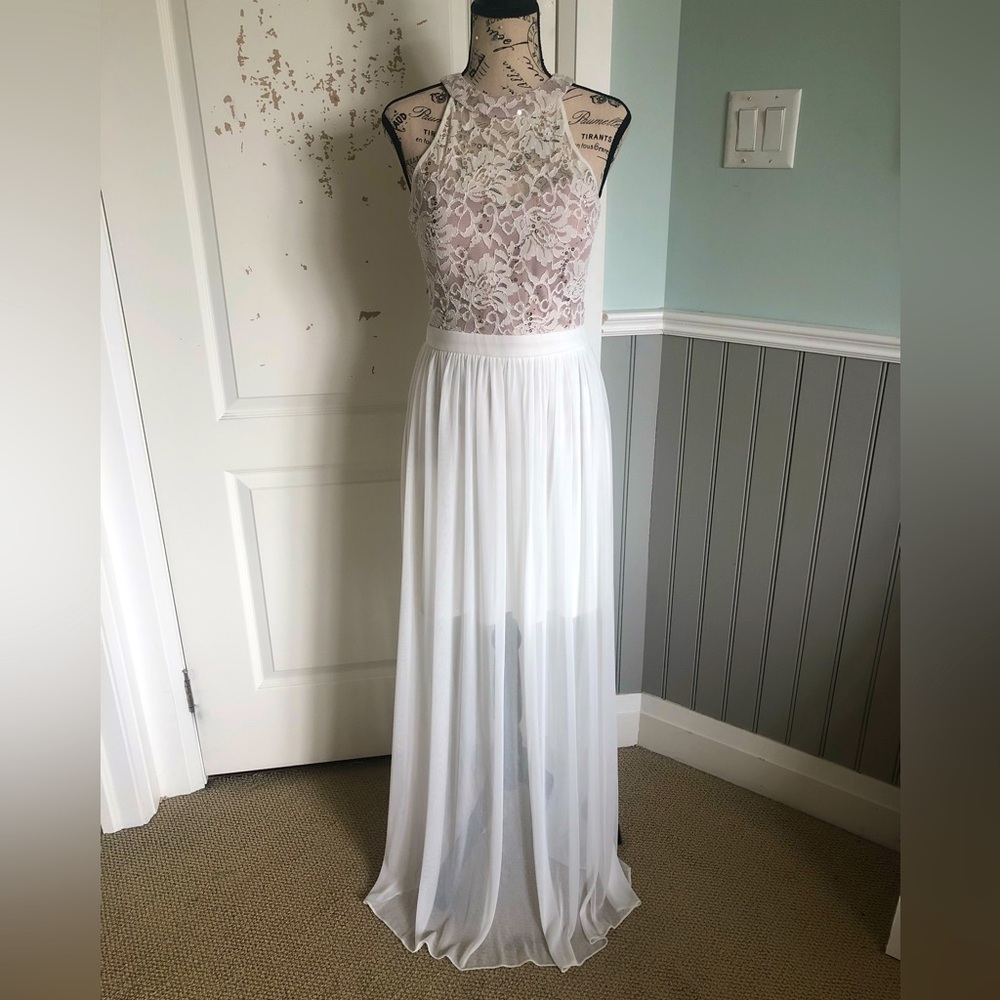 Morgan and co halter sequin formal prom dress size 7/8